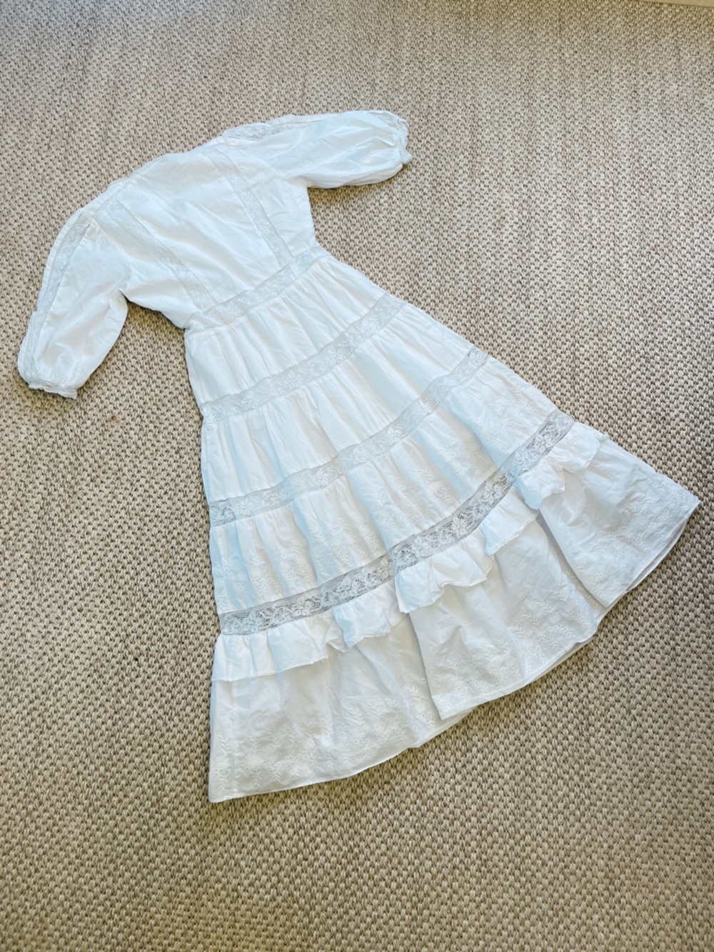 LoveShackFancy for Target White Eyelet Lace Midi Dress Size 0 100% Cotton - Picture 10 of 10